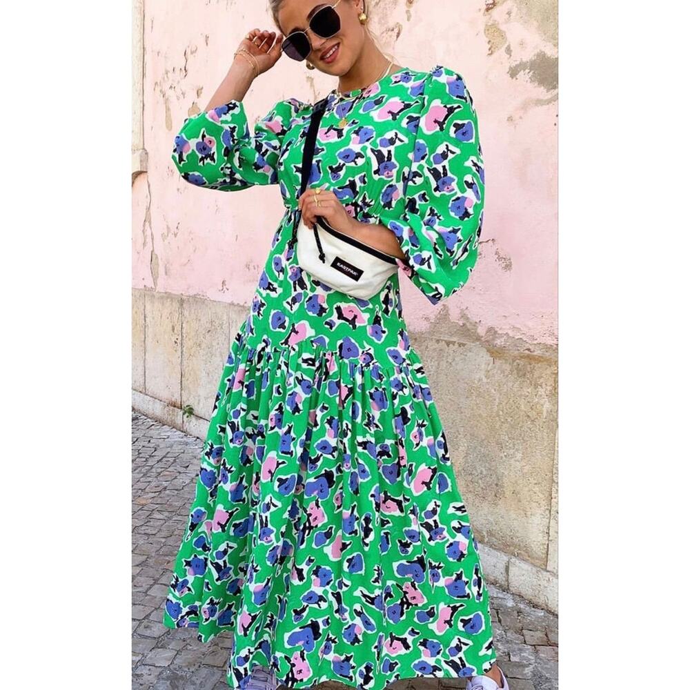 Never Fully Dressed Delilah Green Floral Drop Waist Dress size 18